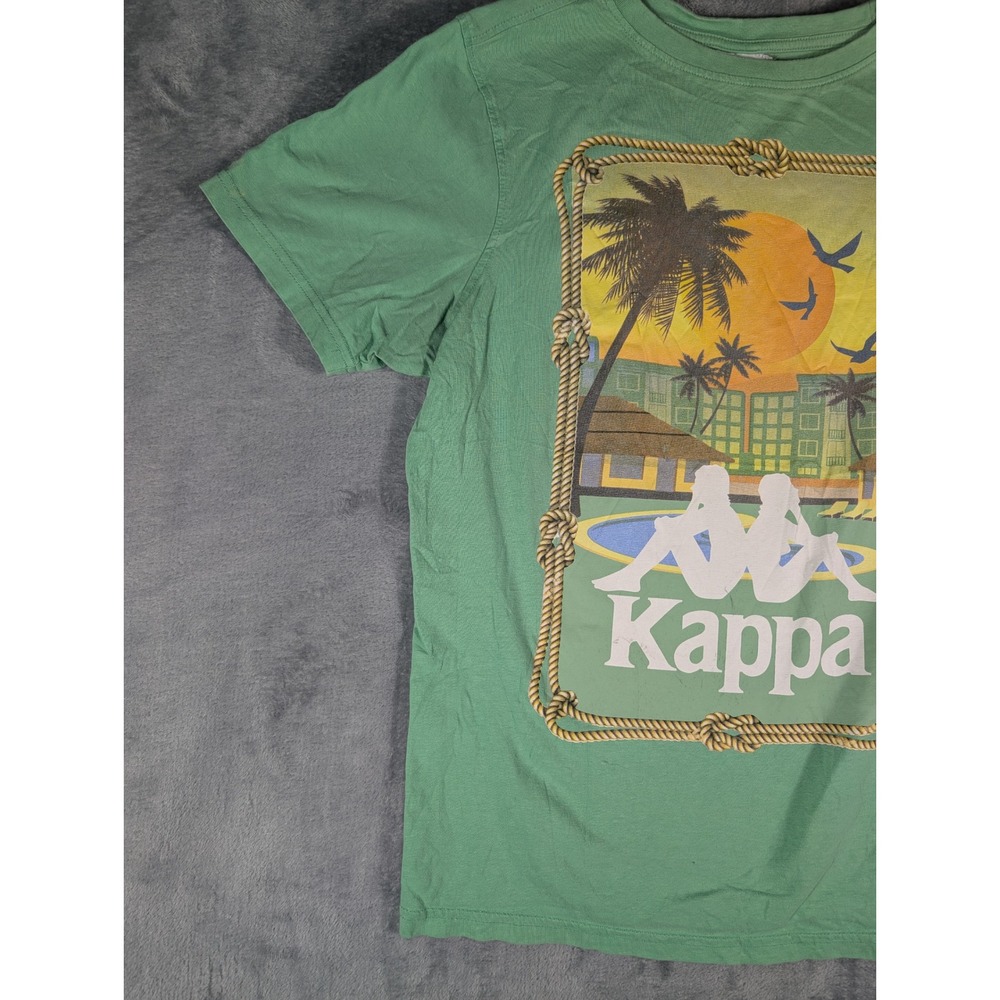 Kappa Womens Green Tropical Resort Graphic T-Shirt Omni Logo Short Sleeve Small - Picture 6 of 12